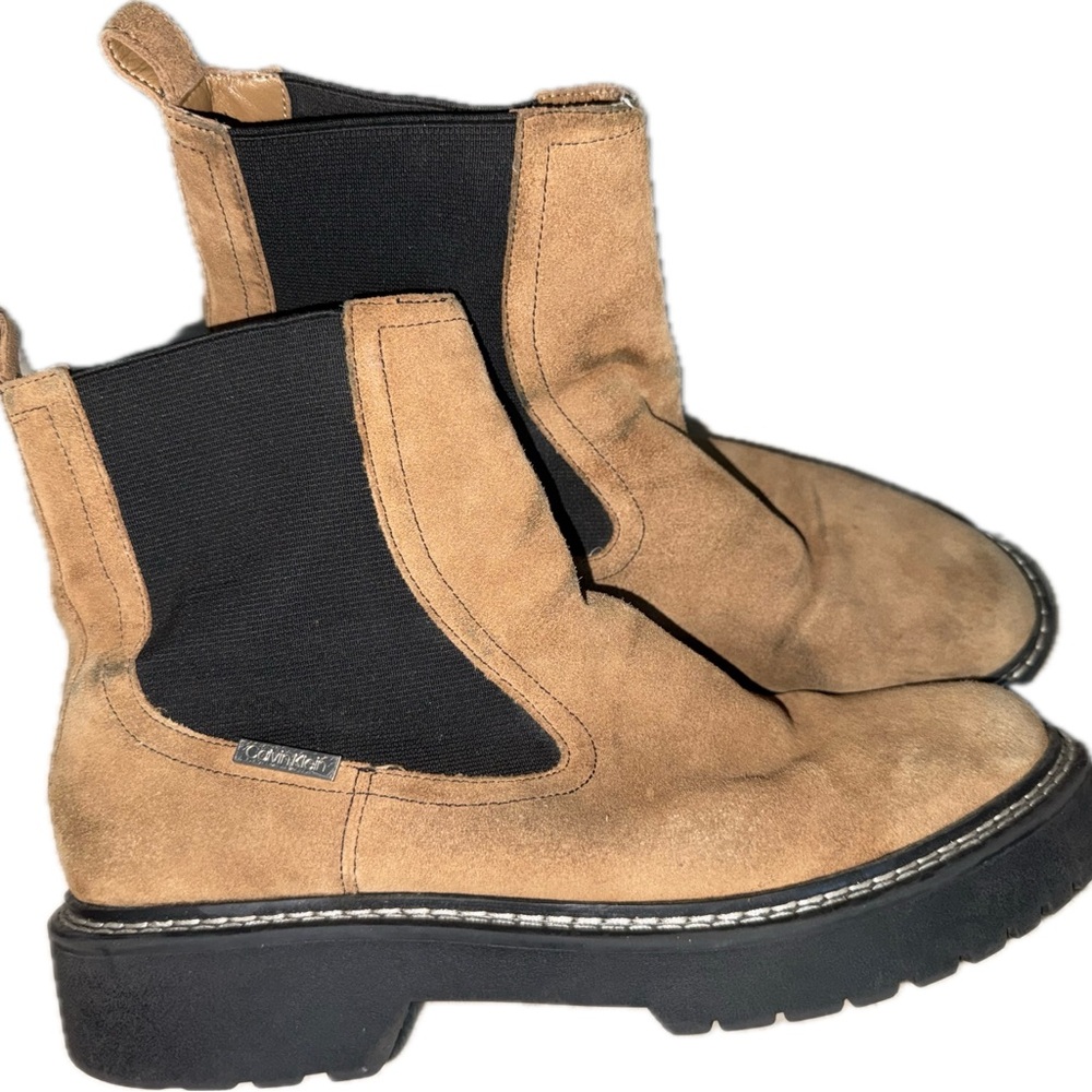 Calvin Klein Tan and Black Suede Boots